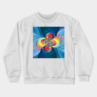 primary colours turquoise blue yellow and red twisting cyclone style design Crewneck Sweatshirt